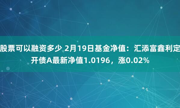 股票可以融资多少 2月19日基金净值：汇添富鑫利定开债A最新净值1.0196，涨0.02%