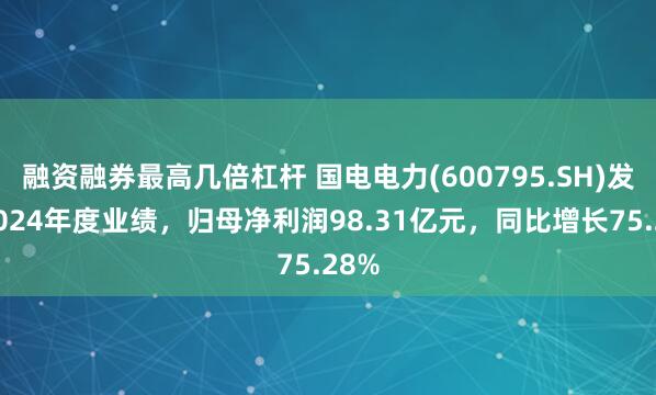 融资融券最高几倍杠杆 国电电力(600795.SH)发布2024年度业绩，归母净利润98.31亿元，同比增长75.28%